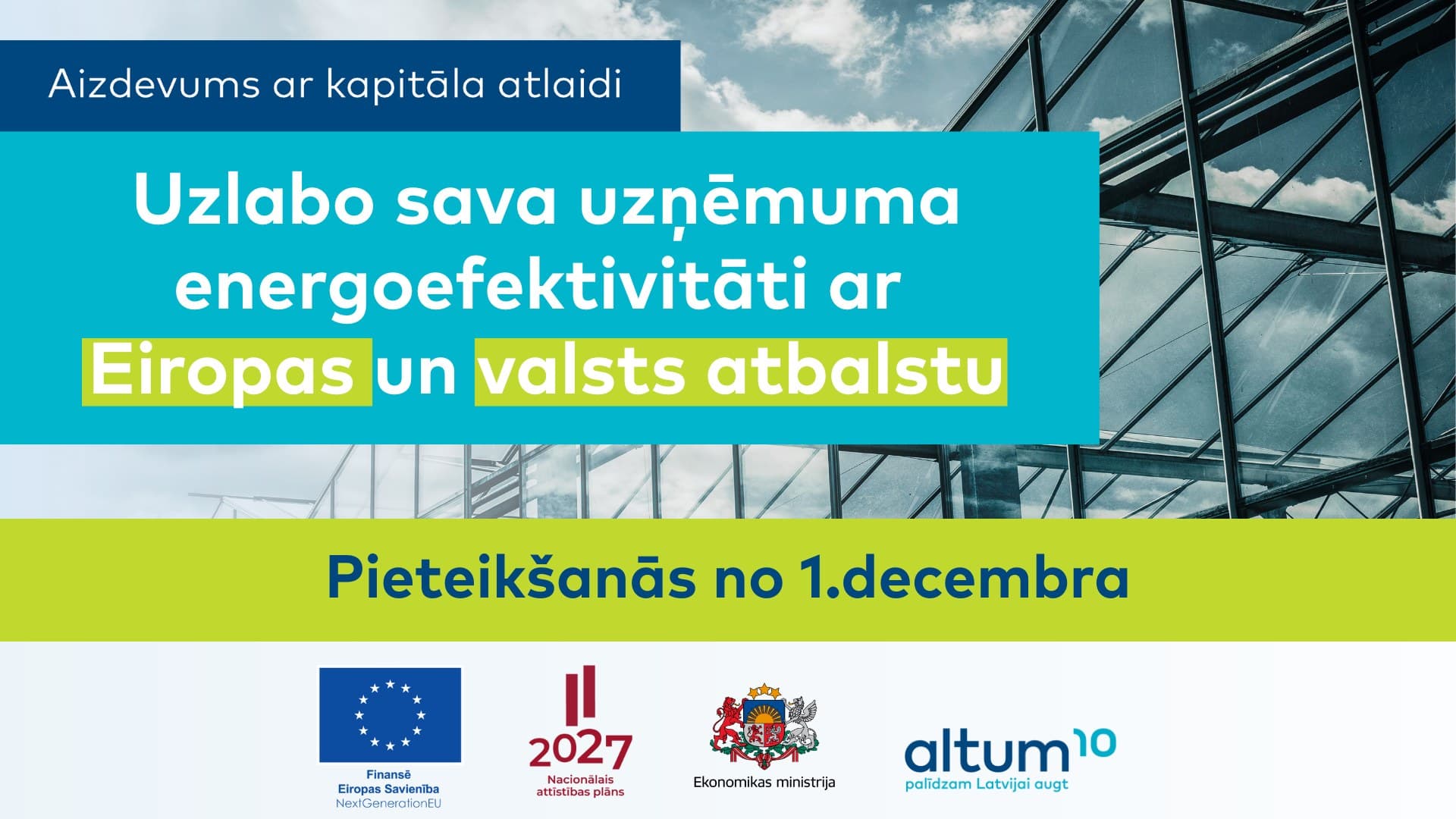 Altum energoefektivitātes aizdevuma programma uzņēmumiem